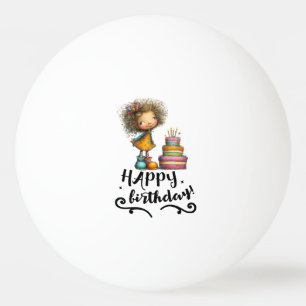 Balle De Ping Pong Gâteau d'anniversaire avec texte Joyeux Anniversai