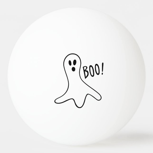 Balle De Ping Pong Ghost Saying Boo Black Outline on (Devant)