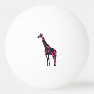 Balle De Ping Pong Giraffe Rose chaud et Silhouette noire