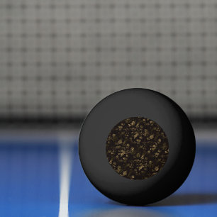 Balle De Ping Pong Glam or feuille motif brun