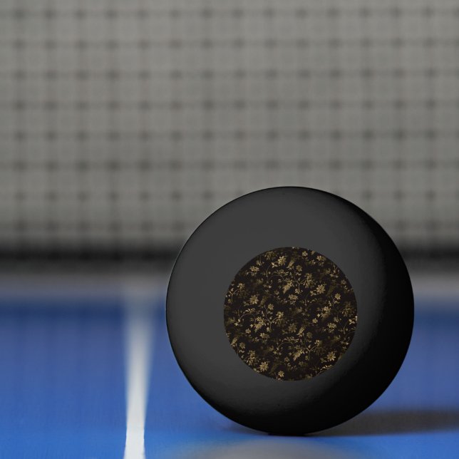 Balle De Ping Pong Glam or feuille motif brun (Filet)