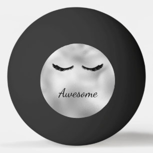 Balle De Ping Pong Glam Silver Black Eyelashes Superbe Personnalisé