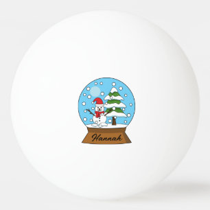 Balle De Ping Pong Globe des neiges avec Snowman et Pine Tree   Perso
