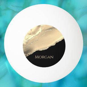 Balle De Ping Pong Gold Agate & Parties scintillant, Gold Name sur Bl