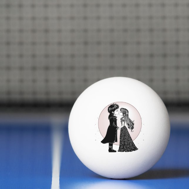 Balle De Ping Pong Gothique Emo Enfants Kiss Valentine's Day (Filet)