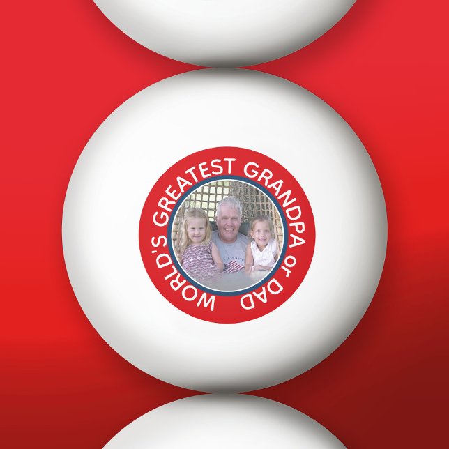 Balle De Ping Pong Grand papa du monde Photo rouge blanc bleu (Custom Ping Pong Balls)