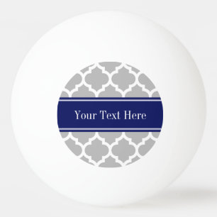 Balle De Ping Pong Gris Blanc Marocain #5 Marine Nom bleu Monogramme