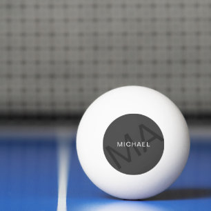 Balle De Ping Pong Gris Monogramme Personnalisé Moderne