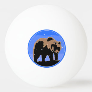 Balle De Ping Pong Grizzly Bear en hiver - Art original de la faune