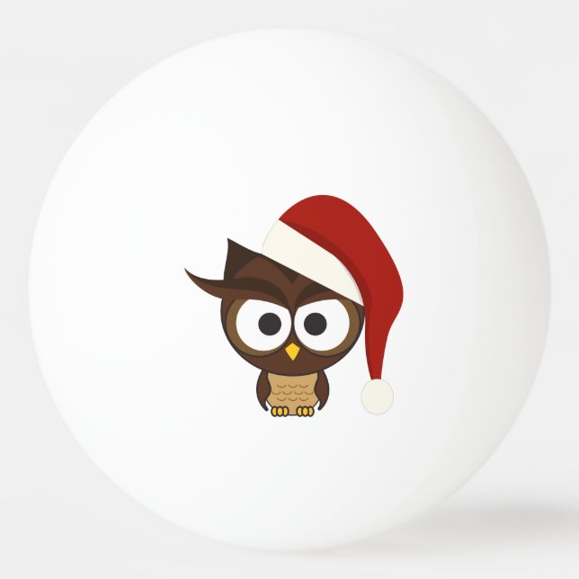 Balle De Ping Pong Hibou fâché utilisant le casquette de Père Noël (Devant)