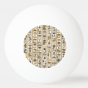 Balle De Ping Pong Hiéroglyphes égyptiens : Jaune-Noir Sans Seamless.