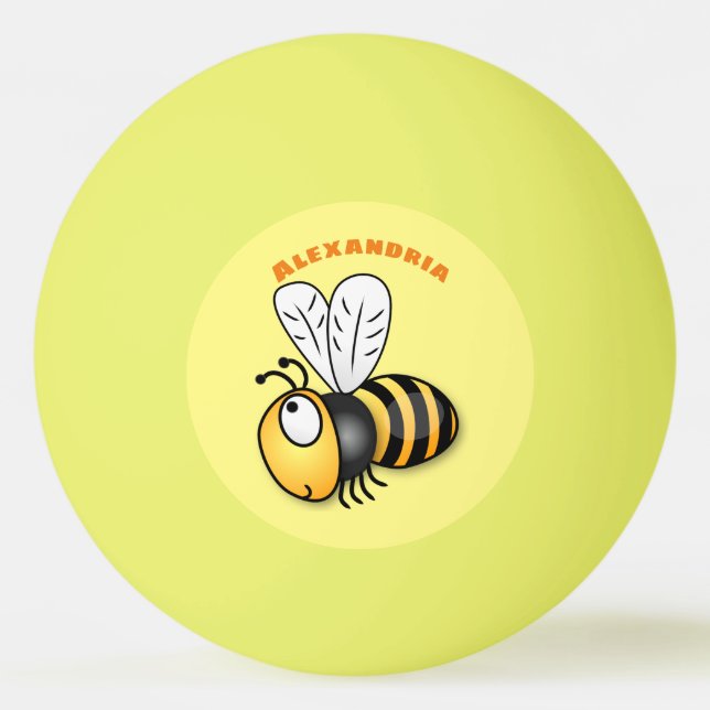 Balle De Ping Pong Illustration de dessin animé d'abeilles joyeux (Devant)