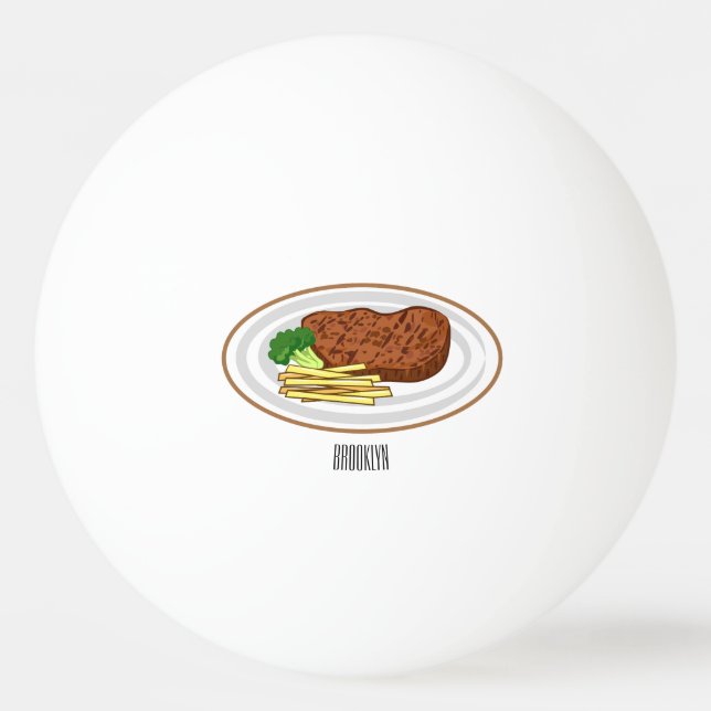 Balle De Ping Pong Illustration de dessin de steak (Devant)