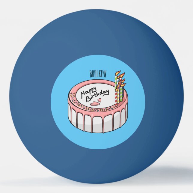 Balle De Ping Pong Illustration de gâteau d'anniversaire (Devant)