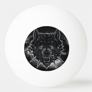 Balle De Ping Pong Illustration de loup féroce avec collier à pointes