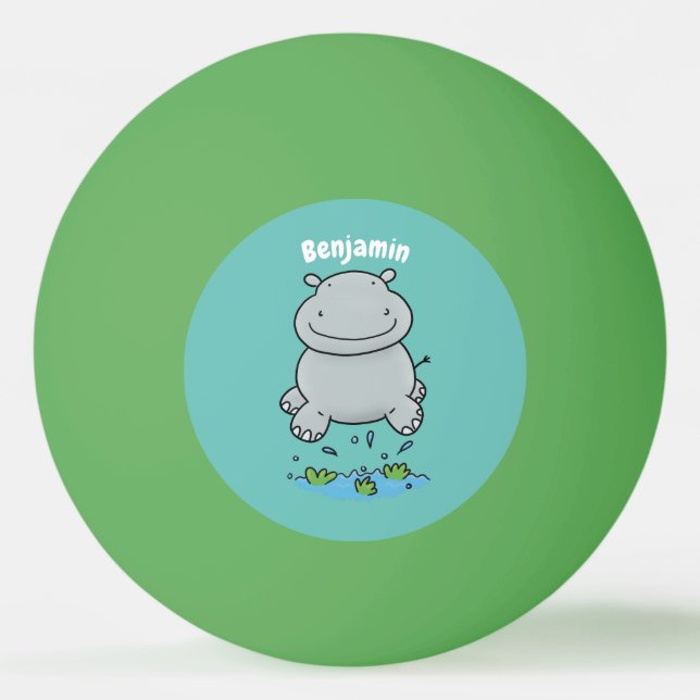Balle De Ping Pong Illustration de saut en hippo mignon (Devant)