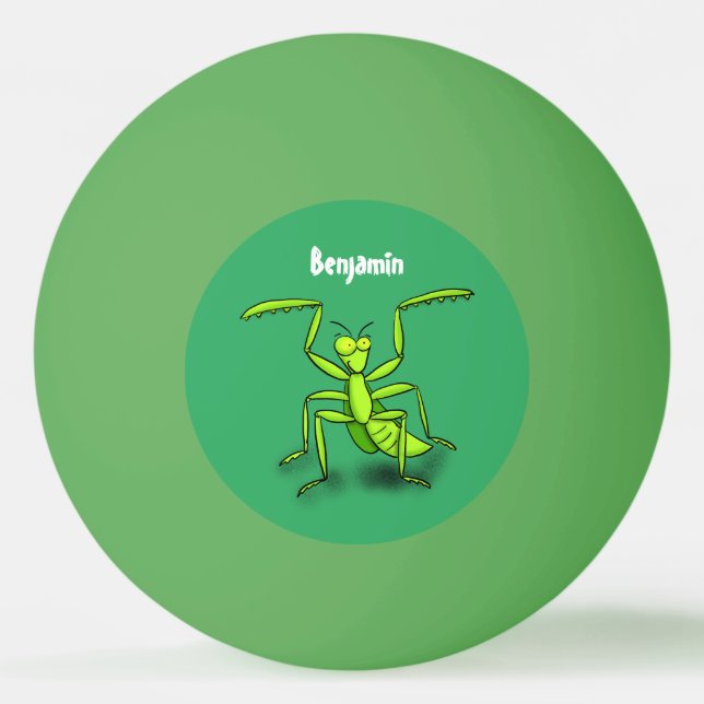 Balle De Ping Pong Illustration drôle de mante verte en prière (Devant)