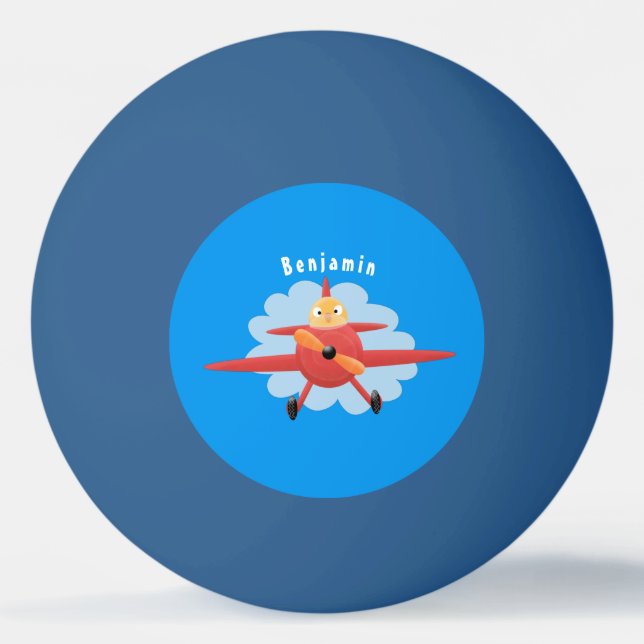 Balle De Ping Pong Illustration d'un avion rouge volant mignon (Devant)