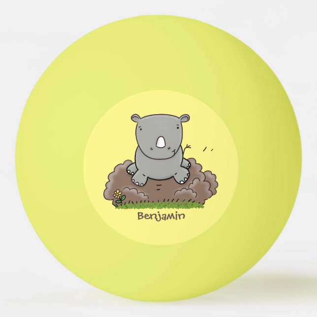 Balle De Ping Pong Illustration d'un petit rhinocéros (Devant)