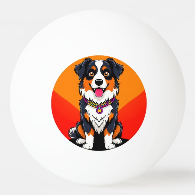Balle De Ping Pong Illustration Joyful Cartoon Dog (Devant)