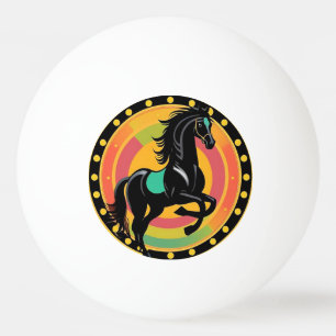 Balle De Ping Pong Illustration stylisée d'un cheval noir