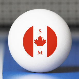 Balle De Ping Pong Initiales du drapeau canadien rouge et blanc Canad