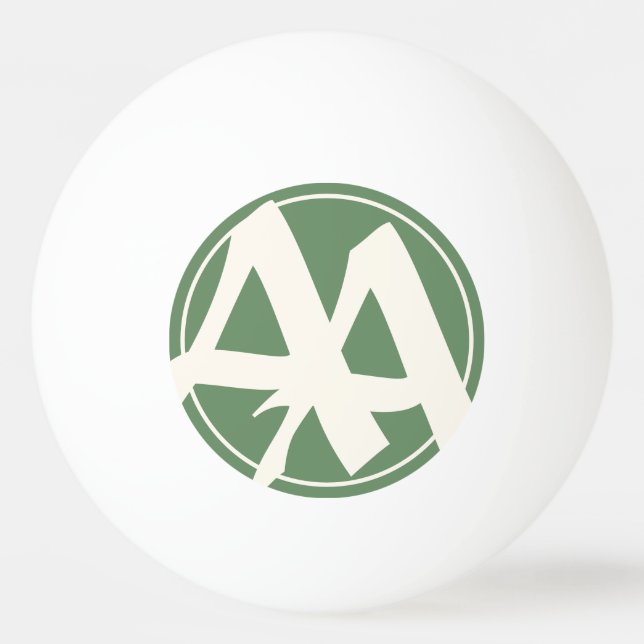 Balle De Ping Pong Initiales surdimensionnées en blanc et vert (Devant)