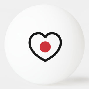 Balle De Ping Pong Japon   Coeur du drapeau japonais