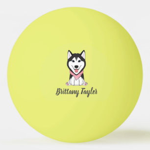 Balle De Ping Pong Joli chien husky noir et blanc