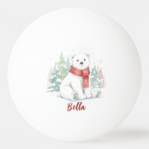 Balle De Ping Pong Joli ours polaire à l'aquarelle