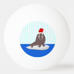 Balle De Ping Pong Joli Walrus de Noël et Snowflakes