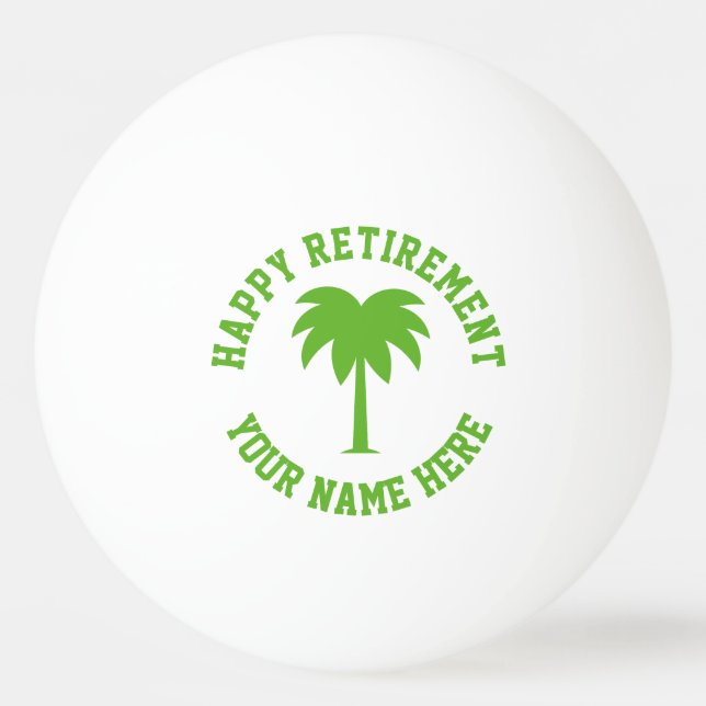 Balle De Ping Pong Joyeuse retraite palmier vert logo tennis de table (Devant)