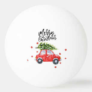Balle De Ping Pong Joyeuse voiture rouge de Noël avec sapin de Noël