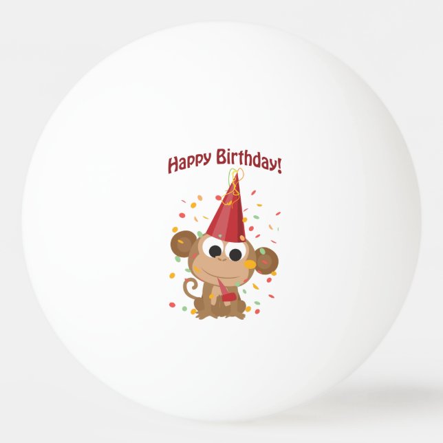 Balle De Ping Pong Joyeux anniversaire ! Singe Confetti (Devant)