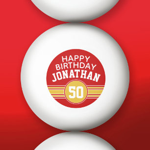 Balle De Ping Pong Joyeux Anniversaire Sports Stripes avec Age Gold R