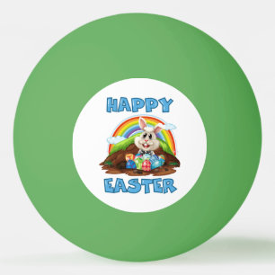 Balle De Ping Pong Joyeux lapin lapin arc-en-ciel de Pâques avec des 