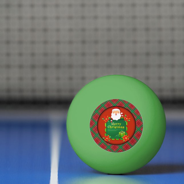 Balle De Ping Pong Joyeux Noël Père Noël Tartan Plaid (Filet)