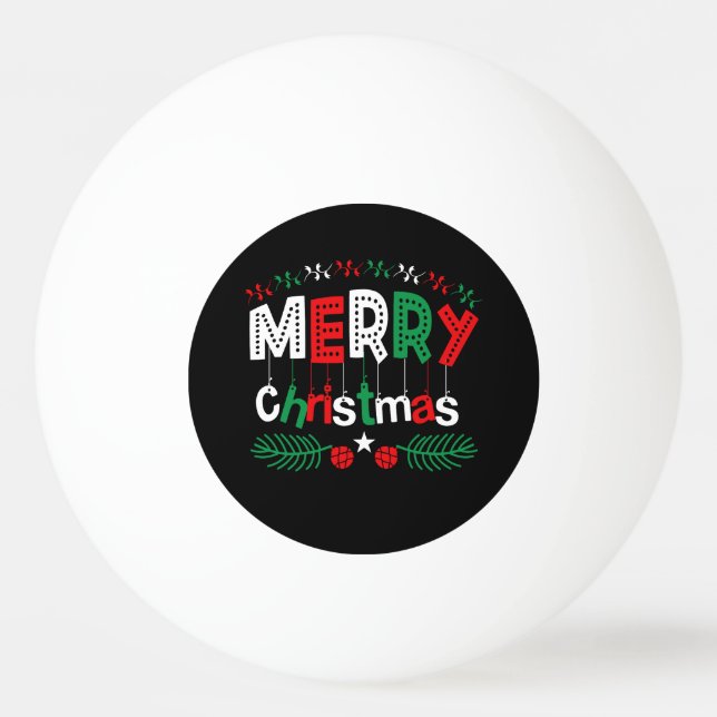 Balle De Ping Pong Joyeux Noël Rouge Vert Blanc (Devant)