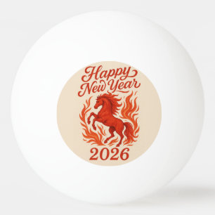 Balle De Ping Pong Joyeux Nouvel An 2026 Cheval Fiery