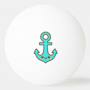Balle De Ping Pong Kawaii Ancre Turquoise - Whimsical & gai