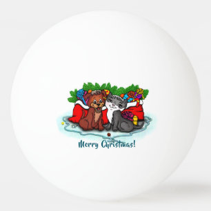 Balle De Ping Pong Kitty et chiot, Happy XMas