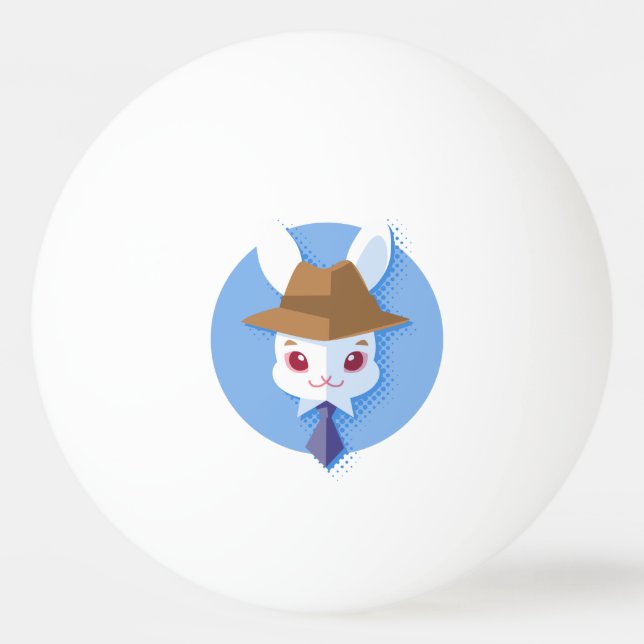 Balle De Ping Pong Lapin pimpant de blanc de Kawaii (Devant)