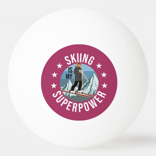 Balle De Ping Pong Le Ski Est Ma Superpuissance (Devant)