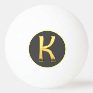 BALLE DE PING PONG LETTRE D'OR PERSONNALISÉE K