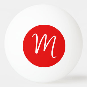 Balle De Ping Pong Lettre initiale Monogramme élégant Rouge Blanc