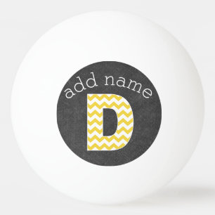 Balle De Ping Pong Lettre monogramme D - Tableau noir et Chevrons jau