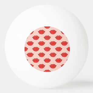 Balle De Ping Pong Lèvres caricaturales : motif féministe de doodle.