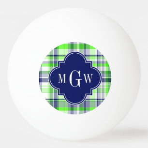 Balle De Ping Pong Lime, Marine, What Preppy Madras Quatrefoil Monogr