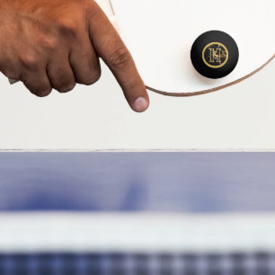 BALLE DE PING PONG MARBRE NOIR ET OR CLASSÉ REGARDE AVEC INITIAL