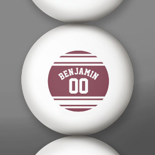 Balle De Ping Pong Maroon and White Jersey Stripes Nom personnalisé N